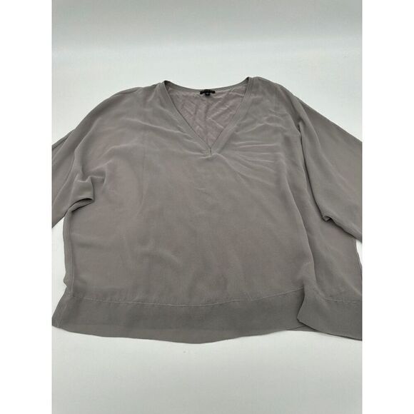 Women’s Top V Neck 3/4 Sleeves Semi Sheer Lined Sz M Gray - Picture 12 of 12